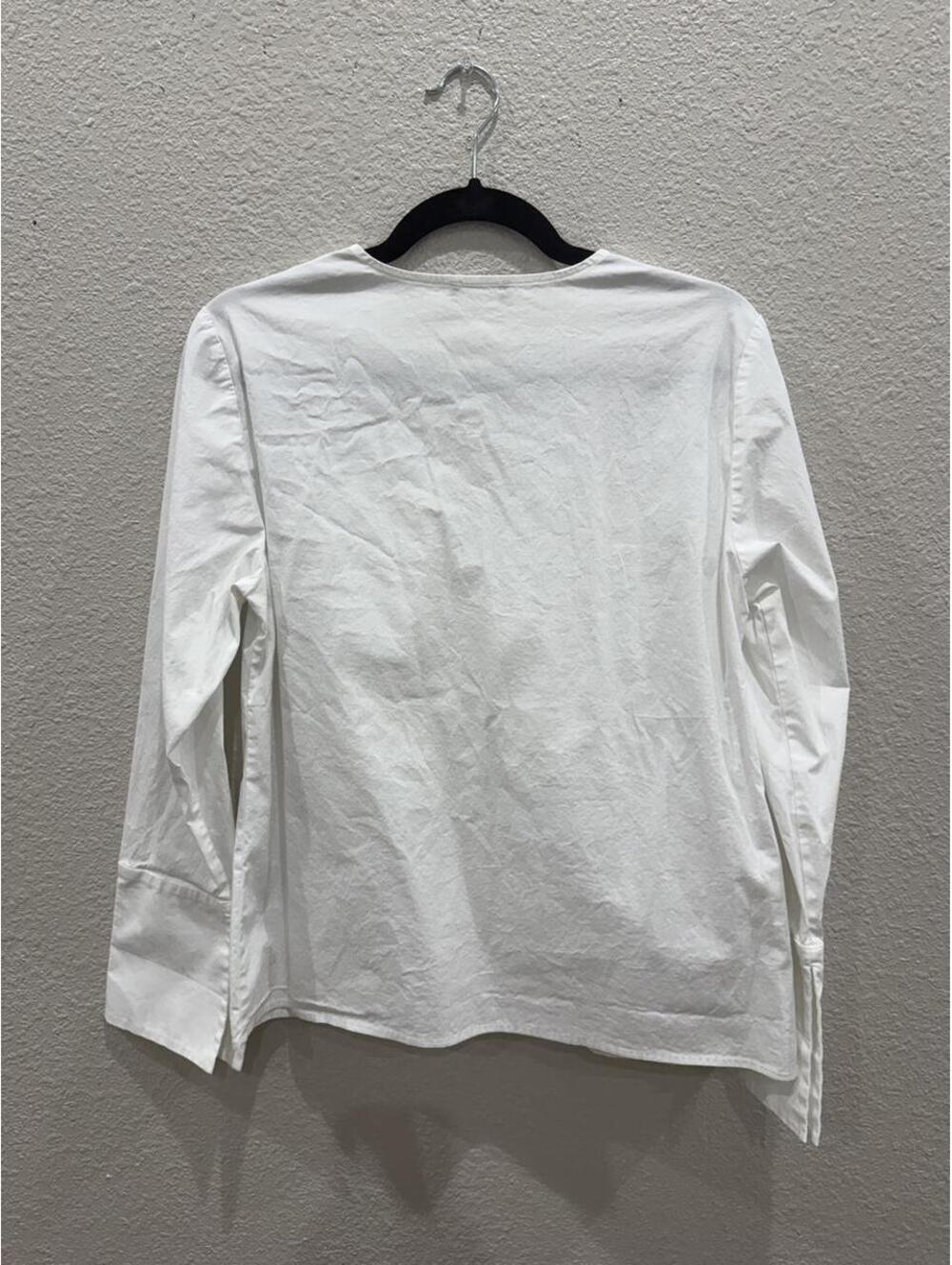 Longchamp Collarless Long-sleeve Cotton Blouse | US 6 - Picture 5 of 5